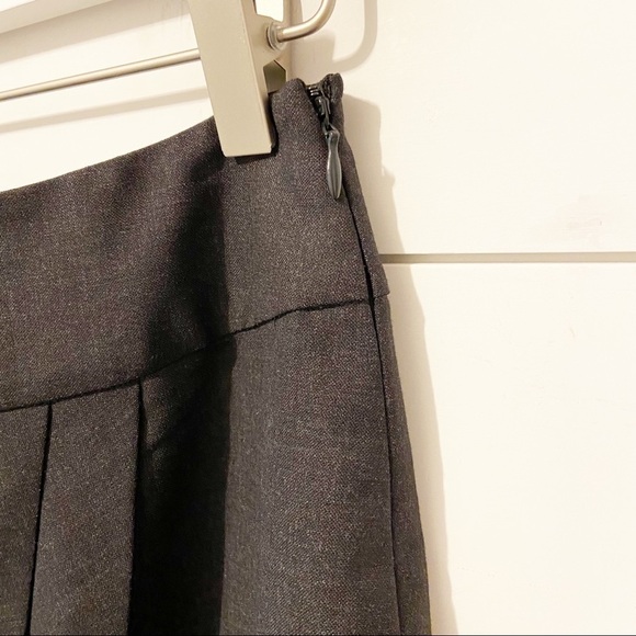 Ann Taylor | Dark Grey Side Front Pleat Wool Skirt - Picture 3 of 9